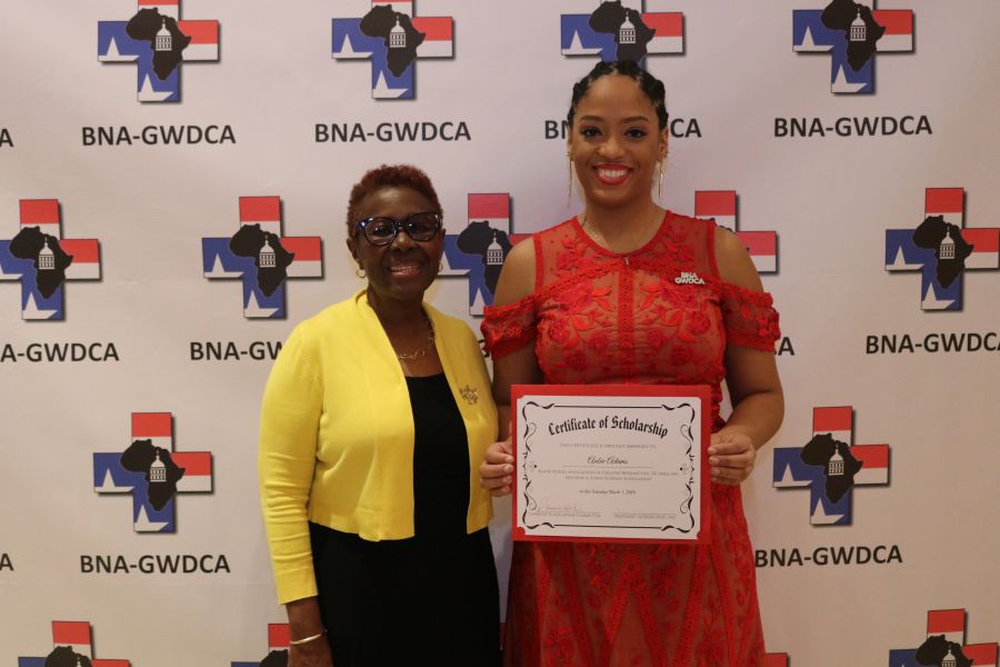 BNAGWDCA scholarship awardee receiving a certificate